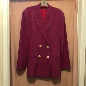 1980s silk blend double breasted blazer.
